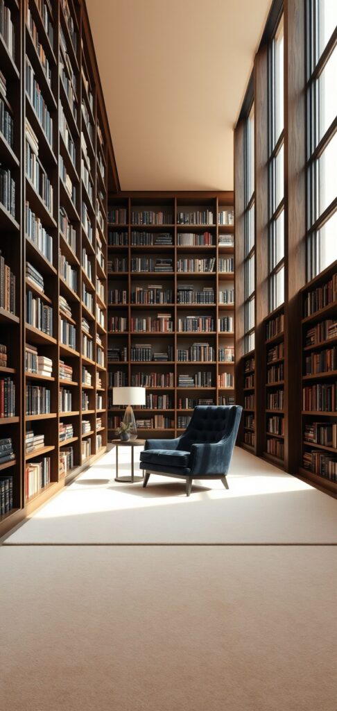 Floor to Ceiling Bookshelves for Maximized Elegance
