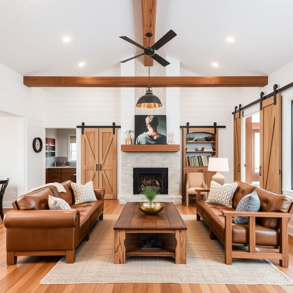 Modern Farmhouse Living Room Blending Rustic Contemporary Styles